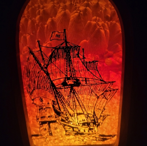 Vintage 80's Nautical Ship Themed Wooden Lantern Box - Picture 2 of 10